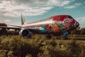 Plane flower painted. Generate Ai Royalty Free Stock Photo