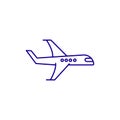 Plane fly aeroplane travel line icon. Avia business airplane