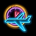 Plane Fly Time Or Lateness neon glow icon illustration