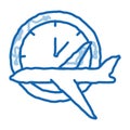 Plane Fly Time Or Lateness doodle icon hand drawn illustration