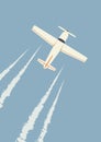 Plane flying in the blue sky illustration. Vector gradient illustration. Retro abstract background Royalty Free Stock Photo