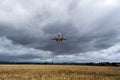 Plane flying over the cornfield