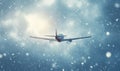 A plane is flying through a snowstorm Royalty Free Stock Photo