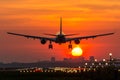 Plane is flying to the airport Royalty Free Stock Photo