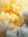 Plane flying through yellow smoke Royalty Free Stock Photo