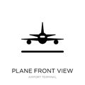 plane front view icon in trendy design style. plane front view icon isolated on white background. plane front view vector icon