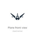 Plane front view icon vector. Trendy flat plane front view icon from airport terminal collection isolated on white background. Royalty Free Stock Photo