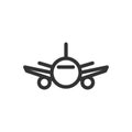 Plane front view vector outline style icon