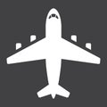 Plane glyph icon, transport and air vehicle Royalty Free Stock Photo