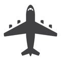 Plane glyph icon, transport and air vehicle Royalty Free Stock Photo