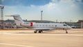 Plane Gulfstream Aerospace Gulfstream G-7 9H-MRV. Small white airplane at the airport runway. Charter on a journey. Fly Royalty Free Stock Photo