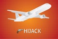 Plane hijack hijacking illustration with gun pistols