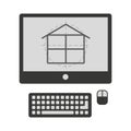 plane house in computer isolated icon design Royalty Free Stock Photo
