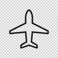 Plane icon in flat style. Airplane vector illustration on white isolated background. Flight airliner business concept Royalty Free Stock Photo