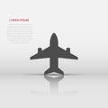 Plane icon in flat style. Airplane vector illustration on white isolated background. Flight airliner business concept Royalty Free Stock Photo