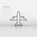 Plane icon in flat style. Airplane vector illustration on white isolated background. Flight airliner business concept Royalty Free Stock Photo