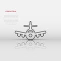 Plane icon in flat style. Airplane vector illustration on white isolated background. Flight airliner business concept Royalty Free Stock Photo