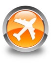 Plane icon glossy orange round button Royalty Free Stock Photo