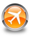 Plane icon glossy orange round button Royalty Free Stock Photo