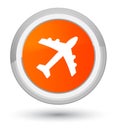 Plane icon prime orange round button Royalty Free Stock Photo