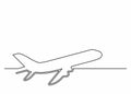 Plane icon in line art style. Airliner icon. Continuous line drawing. Single, unbroken line drawing style Royalty Free Stock Photo