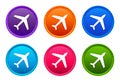 Plane icon luxury bright round button set 6 color vector Royalty Free Stock Photo