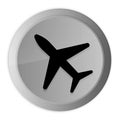 Plane icon metal silver round button metallic design circle isolated on white background black and white concept illustration Royalty Free Stock Photo