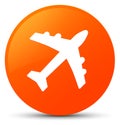 Plane icon orange round button Royalty Free Stock Photo