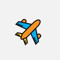 Plane icon, outline vector logo illustration, filled color linear pictogram isolated on white.