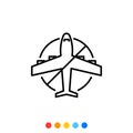 Plane icon and prohibited sign,Icon,Vector and Illustration Royalty Free Stock Photo
