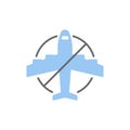 Plane icon and prohibited sign,Icon,Vector and Illustration Royalty Free Stock Photo
