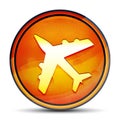 Plane icon shiny bright orange round button illustration Royalty Free Stock Photo