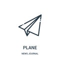 plane icon vector from news journal collection. Thin line plane outline icon vector illustration. Linear symbol for use on web and