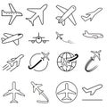 Plane icon vector set. aviation illustration sign collection. travel symbol. aircraft logo. Royalty Free Stock Photo