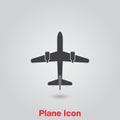 Plane icon vector, solid illustration, pictogram isolated on gray. Royalty Free Stock Photo