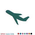 Plane icon on white background, airplane vector Illustration