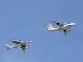 Plane Il-78 Tu-95MC runs fuel