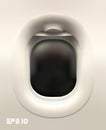 Vector on white background plane illuminator. Vector 3d realistic plane window. Travel tourism background. EPS 10