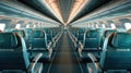 Plane interior with seats, Empty airplane cabin interior Royalty Free Stock Photo