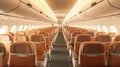 Plane interior with seats, Empty airplane cabin interior Royalty Free Stock Photo