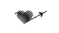 Plane and its track in the shape of a heart on white background. Vector illustration. Aircraft flight path and its route Royalty Free Stock Photo