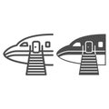 Plane ladder line and solid icon, airlines concept, plane ladder vector sign on white background, passengers ladder