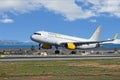 Plane Landing At Airport Royalty Free Stock Photo