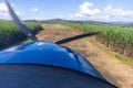 Plane Pilot View Landing Approach Grass Runway Royalty Free Stock Photo