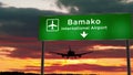 Plane landing in Bamako Mali airport
