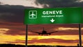 Plane landing in Geneve
