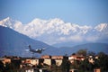 Plane Landing in Kathmandu Royalty Free Stock Photo