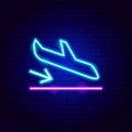 Plane Landing Neon Sign Royalty Free Stock Photo