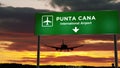 Plane landing in Punta Cana