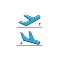 Plane landing, takeoff vector icon symbol isolated on white background Royalty Free Stock Photo